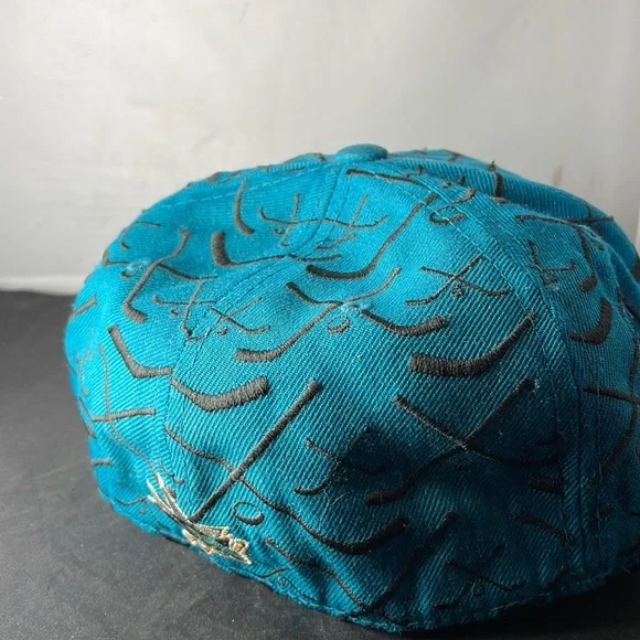 San Jose Sharks NHL Zephyr fitted hat size7 3/4 hockey stick print - Picture 4 of 9